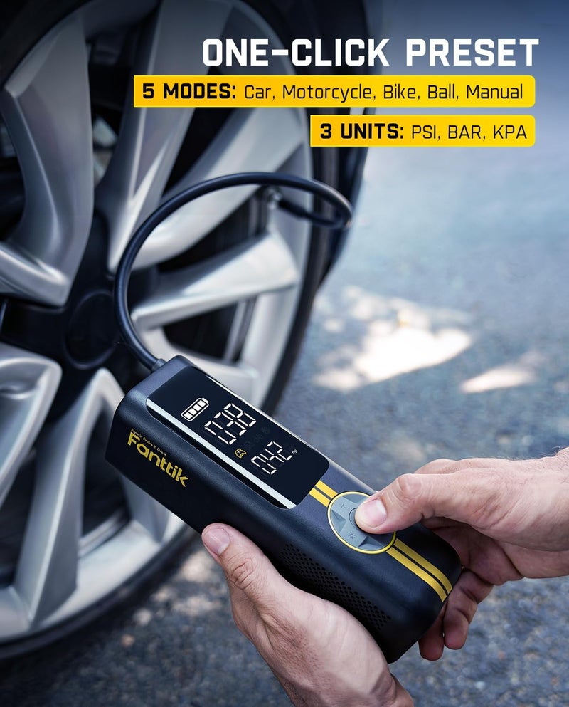 Fanttik مضخة هواء محمولة X8 APEX EV لتضخيم الإطارات، تضخيم أسرع بمعدل 2X، ضاغط هواء لاسلكي بضغط 150 PSI مع بطارية قوية، يناسب السيارات الكهربائية، السيارات، الدراجات النارية، الدراجات، الكرات - Image 5